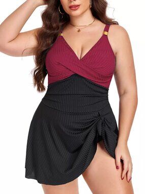 Plus Size Ruched One-Piece Swim Dress